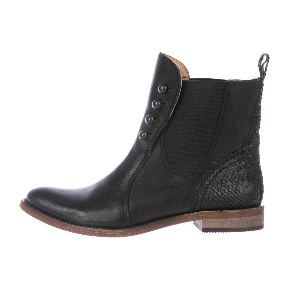 Lucchese Black Leather Ankle Boots
